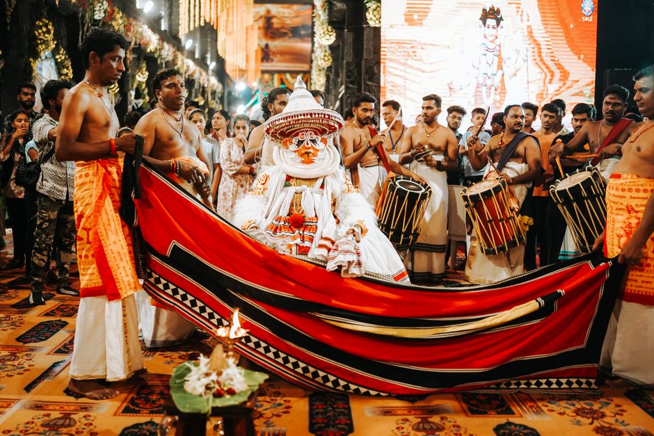 A vibrant Theyyam ritual performed in Nagpur, showcasing traditional Indian culture and dance.