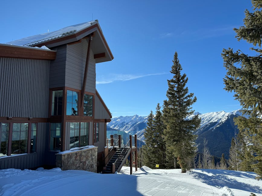 Modern ski resort in Aspen, Colorado with stunning mountain views and winter ambiance.
