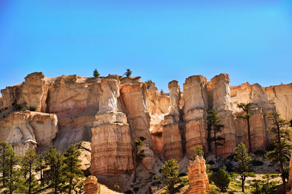 Stunning view of eroded hoodoos at Bryce Canyon National Park during summer.